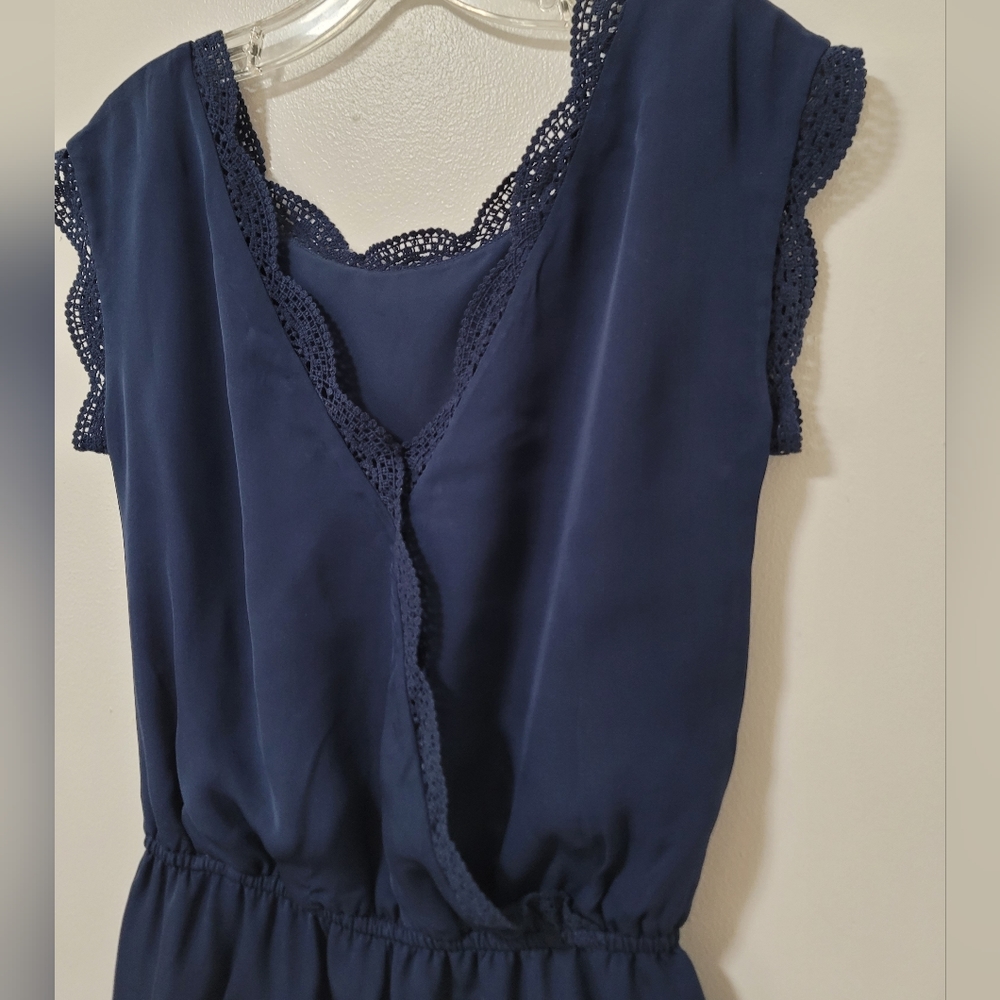Revolve X Joie Romper Paola Blue Silk Crochet Trim Short Sleeve Slouchy Fit XXS - Picture 14 of 16